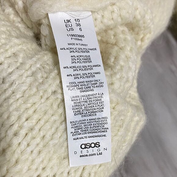 ASOS Design Cream Distressed Knit Sweater Cropped Pullover – Size 6 - Picture 9 of 10